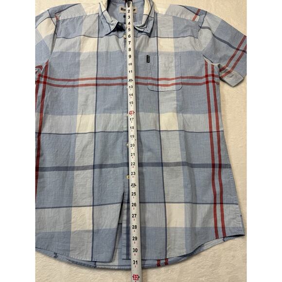 Barbour Short Sleeve Button Down Sky Blue Blocked Men’s Short Size Large - Picture 4 of 6